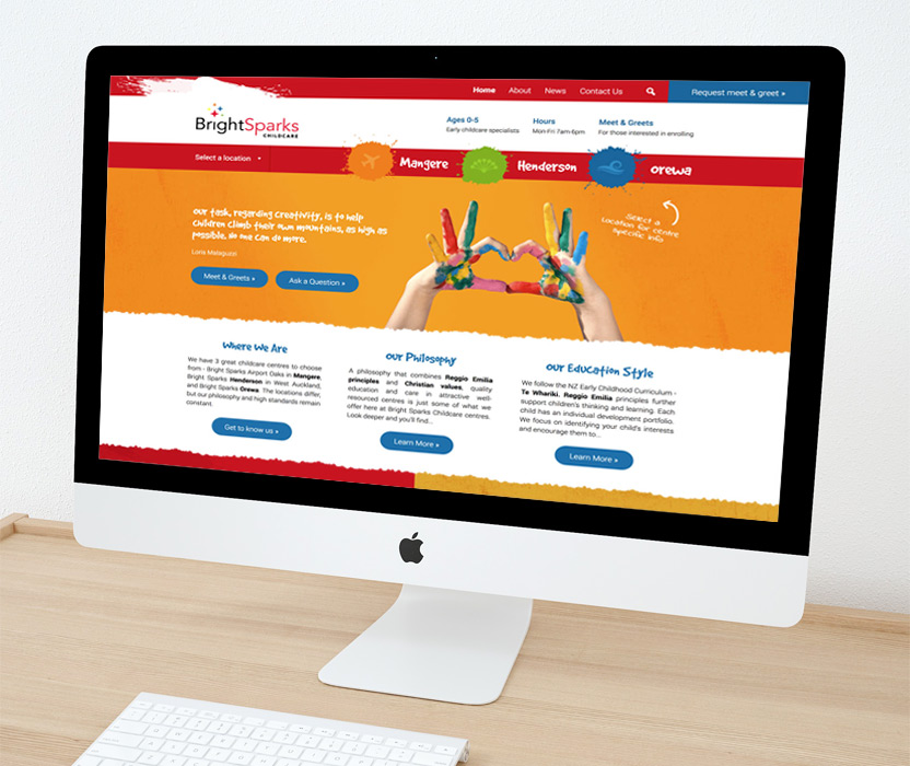Evolve Marketing Agency client example - Bright Sparks website