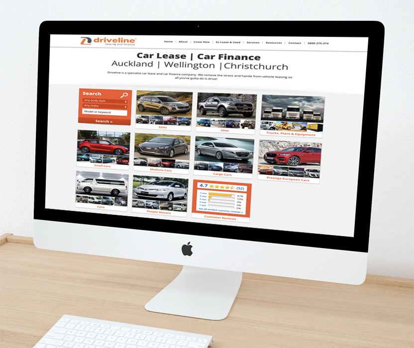 Evolve Marketing Agency client example - Driveline website