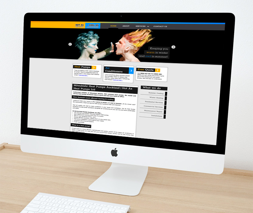 Evolve Marketing Agency client example - Hot As website