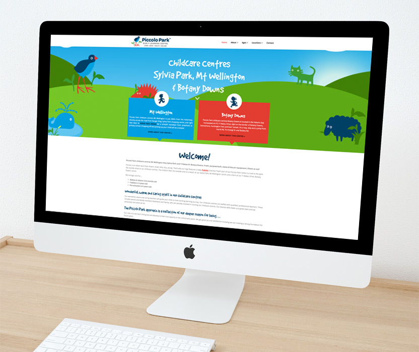 Evolve Marketing Agency client example - Piccolo Park website
